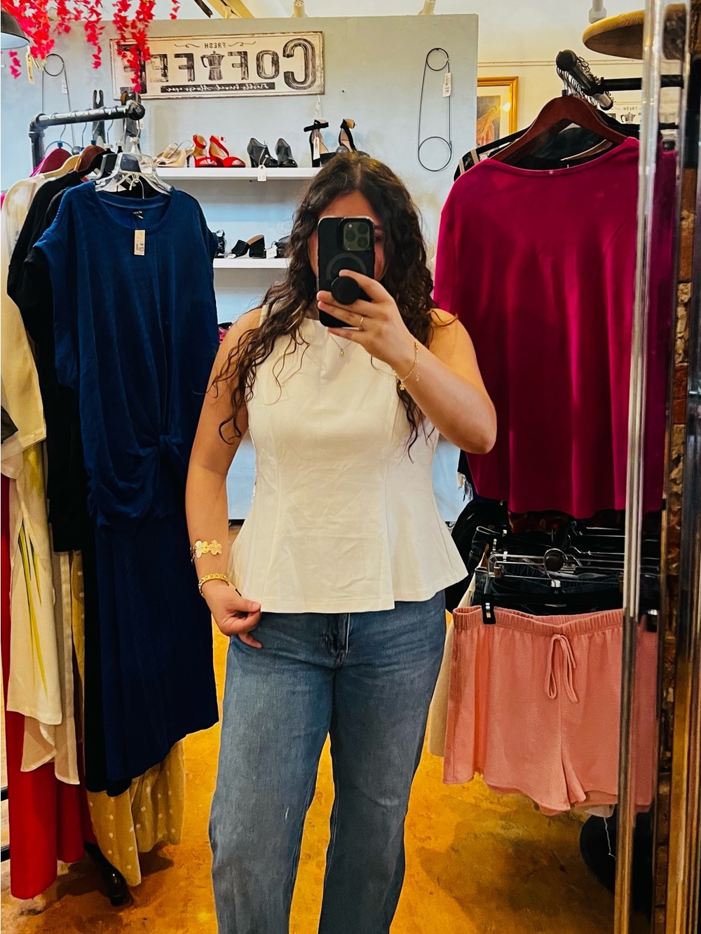Old Navy White Sleeveless Peplum Camisole